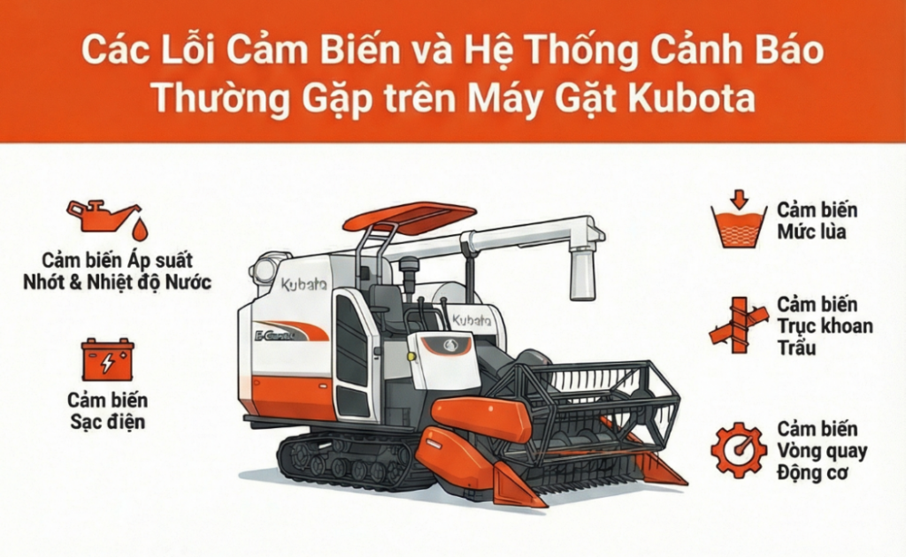 Các lỗi cảm biến và hệ thống cảnh báo thường gặp trên máy gặt Kubota 1 Các lỗi cảm biến và hệ thống cảnh báo thường gặp trên máy gặt Kubota