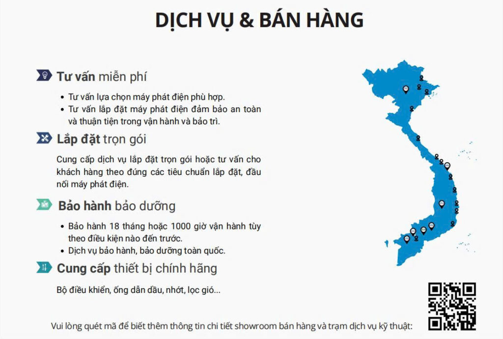 Trạm dịch vụ trải dài toàn quốc sẵn sàng hỗ trợ kỹ thuật 24/7 về máy phát điện container lạnh Kibii EXT25KFD